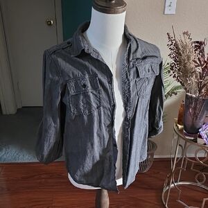 Gray Men's Button-Front Shirt